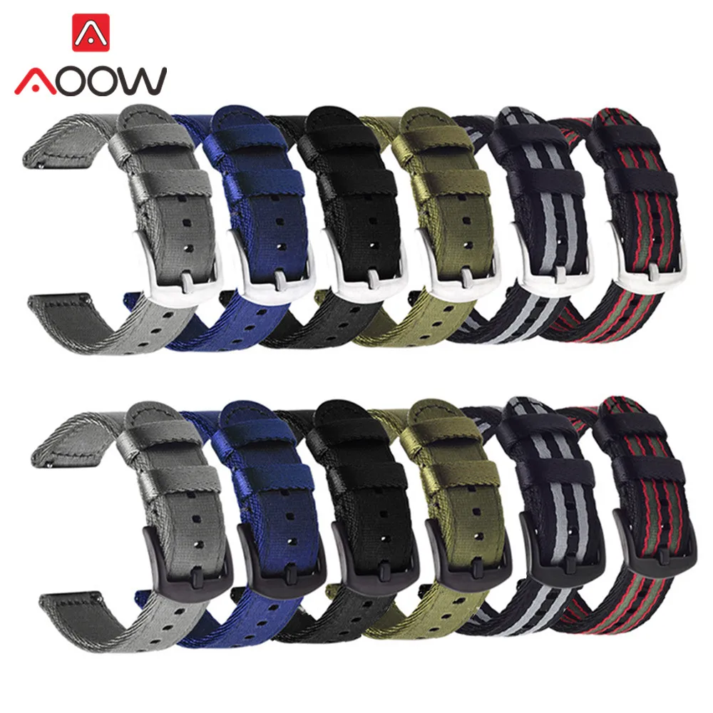 Nylon Strap 18mm 20mm 22mm 24mm for Samsung Galaxy Watch Active2 40mm 44mm Gear S2 Active2 Huawei Canvas Watchband Band Bracelet