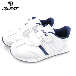 QWEST Spring Running Sports Shoes Hook& Loop Outdoor Kids Shoes White Sneakers for Boy Size 30-36 Free Shipping 91K-SL-1236