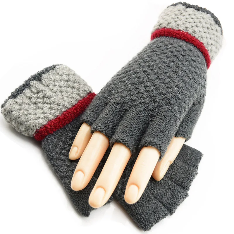 

Fashion Unisex Half Finger Knit Touch Phone Screen Gloves Fashion Autumn Winter Men/Women Student Warm Knit Solid Gloves A55