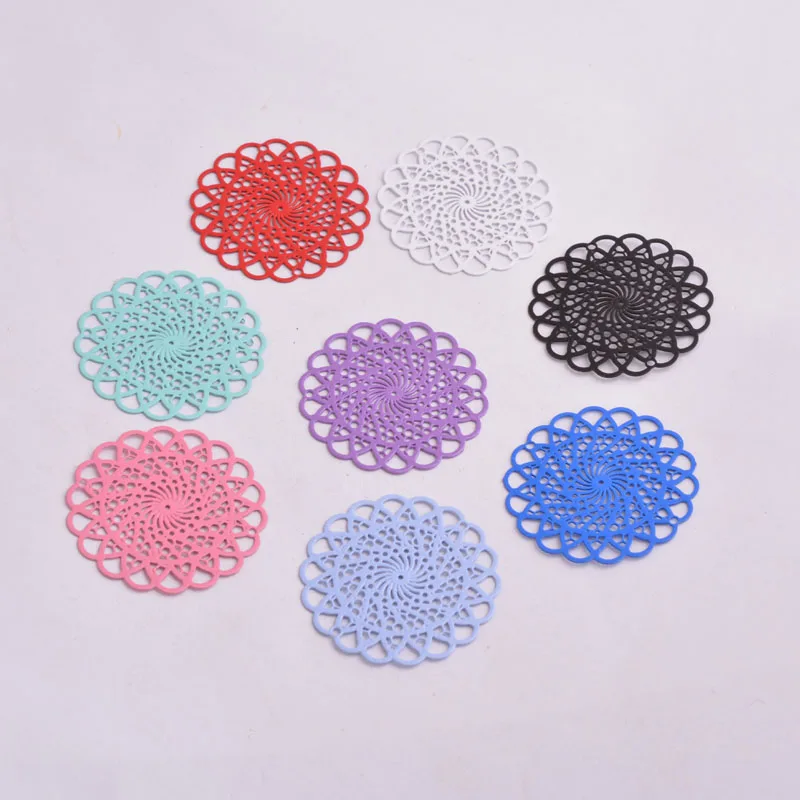 30 Stück AB2642 30mm Runde Filigran-Verbindungsstücke, Blumen-Bedruckte Charms, Verbindungsstücke für DIY-Schmuckherstellung – Detail 12