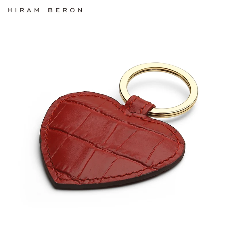 Hiram Beron Peronsalize Free Croco Leather Pattern Cute Key Holder With Heart Shape Men Gift Dropship