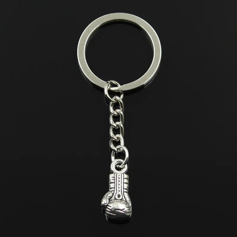 Fashion 30mm Key Ring Metal Key Chain Keychain Jewelry Antique Silver Color Plated Boxing Glove Fist 22x11x7mm Pendant