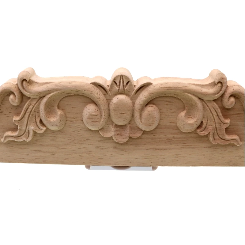 RUNBAZEF Woodcarving White Embryo Decorative Flower Solid Wood European Style Home Decoration Accessories Door Long Applique