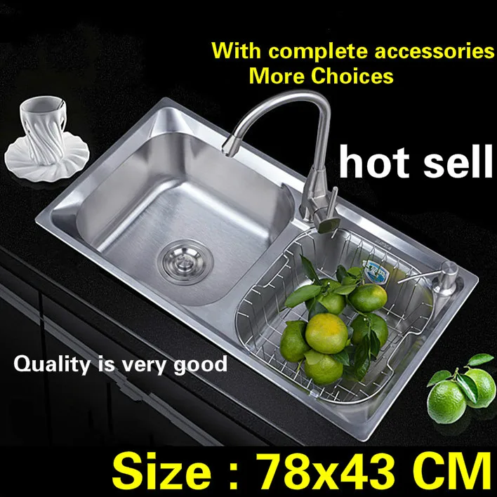 

Free shipping double groove thickening food-grade 304 stainless steel standard kitchen sink 78x43 CM