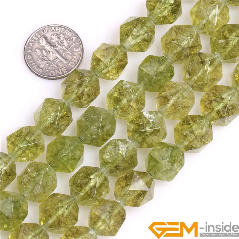 Faceted Dyed Peridots Crystal Cambay DIY Loose Beads For Jewelry Making Strand 15 Inches Necklace