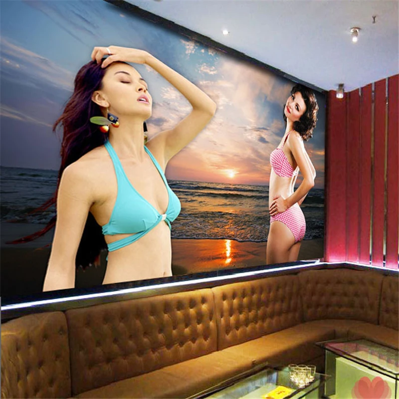 

beibehang Free Shipping Themed mural wallpaper sexy beauty hotel nightclub KTV box sofa backdrop wallpaper