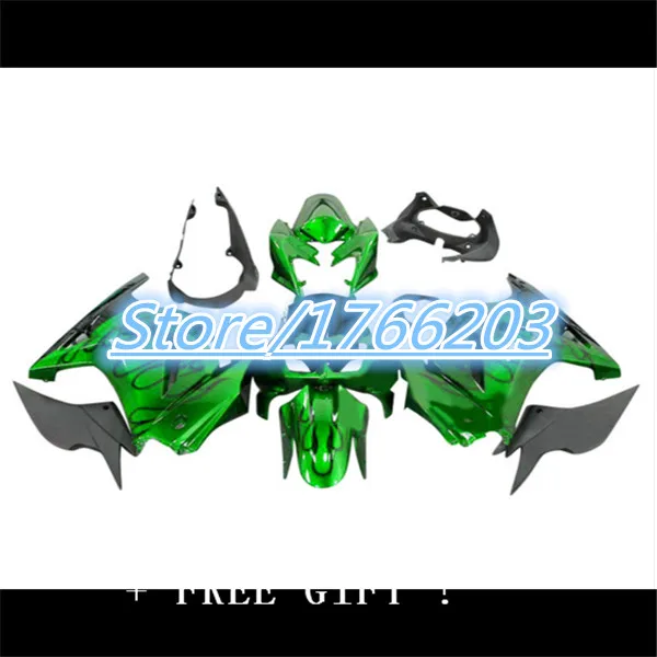 

black flames green Fairing kit For Kawasaki Ninja 250r 2008 2014 2009 2013 zx250r 08 - 14 Fairings