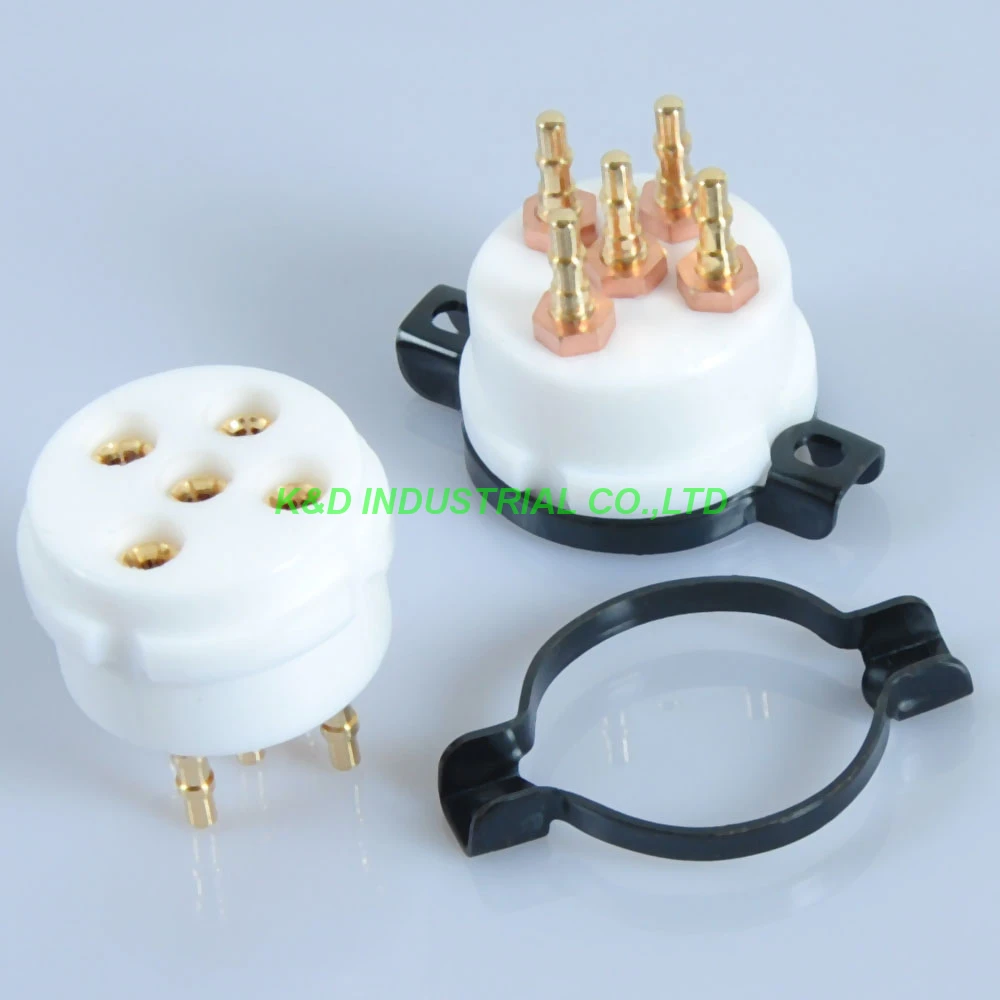 2pcs Gold Teflons Tube Socket 5Pin B4 B5 PX25 PX4 RE084 RGN1064 for Amplifier