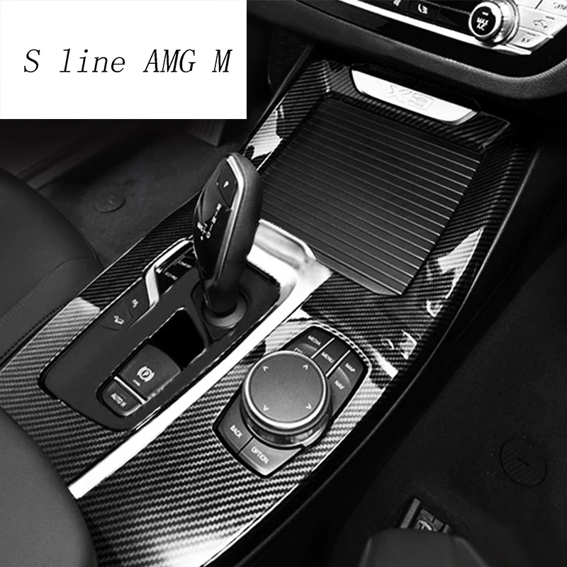 Car Styling Gear Shift Panel Covers Trim Console Water cup Decoration Strip Stickers for BMW X3 G01 X4 Auto Interior Accessories