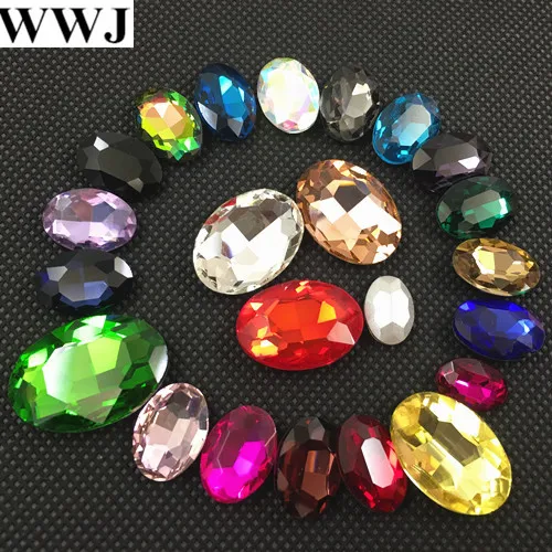 All Sizes Colors Oval fancy stone pointed back 4x6mm~30x40mm Glass Crystal Jewelry beads bracelet,necklace,brooch making