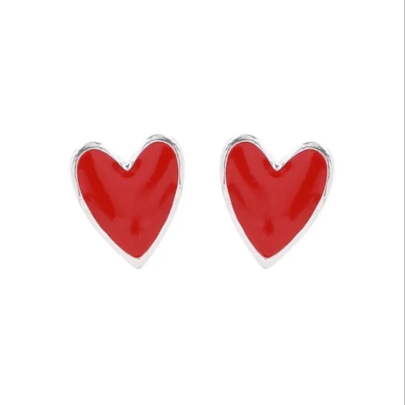 New Fashion Lovely 925 Sterling Silver Jewelry Earrings Female Red Heart Temperament Simple Anti-allergic Earrings  E080