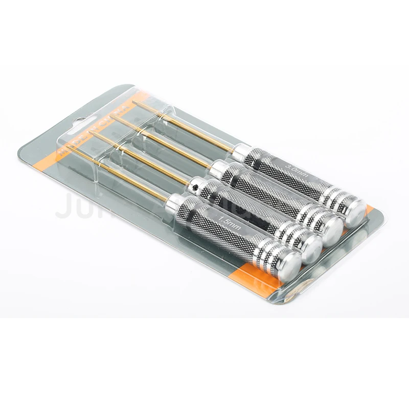 4 pcs 1.5 2.0 2.5 3.0mm Hex Screwdriver Color Titanium Alloy Steel Hexagon Screwdriver Set Allen Driver For RC Helicopter Car