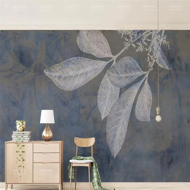 

Decorative wallpaper series Modern simple and fresh watercolor decorative painting on the background wall of plants