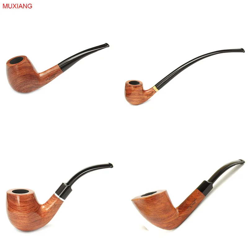 MUXIANG 16 Types Free 10 Smoking Pipe Tools Bent kevazingo wood Tobacco Pipe Handmade Smoking Pipe with Filters ad0003-ad0020