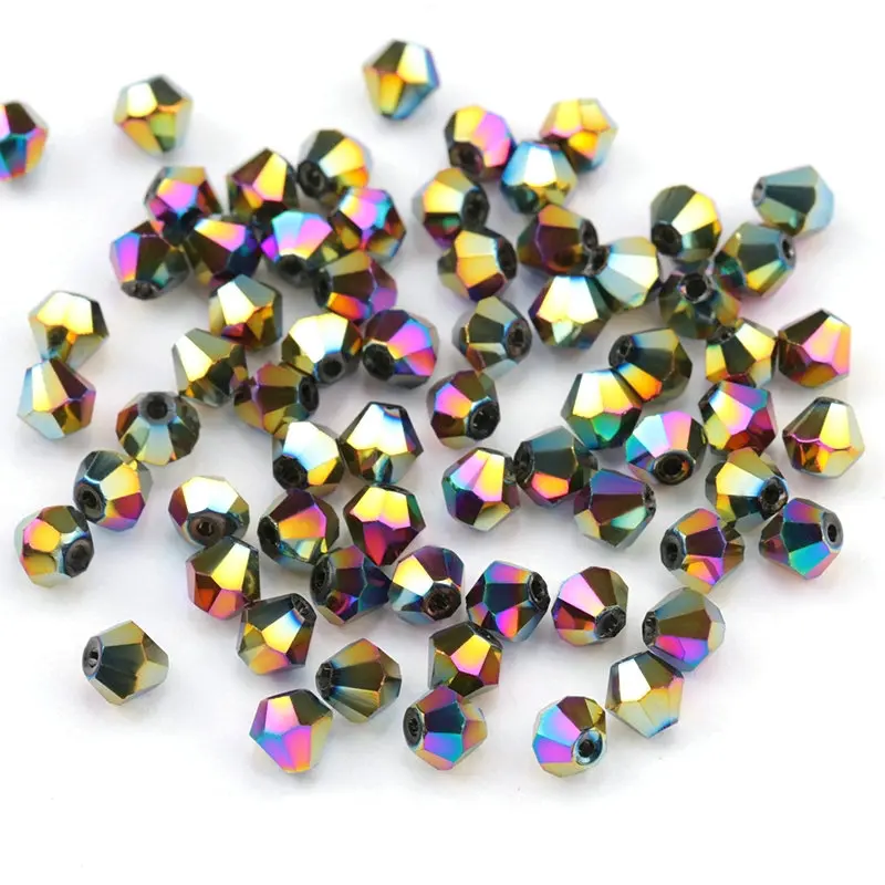 4mm shiny metall farbe doppelkegel perlen 5238 glas Perlen halb überzogene farbe Perlen kristall schmuck perlen für Schmuck Machen 120 teile/los – Detail 3