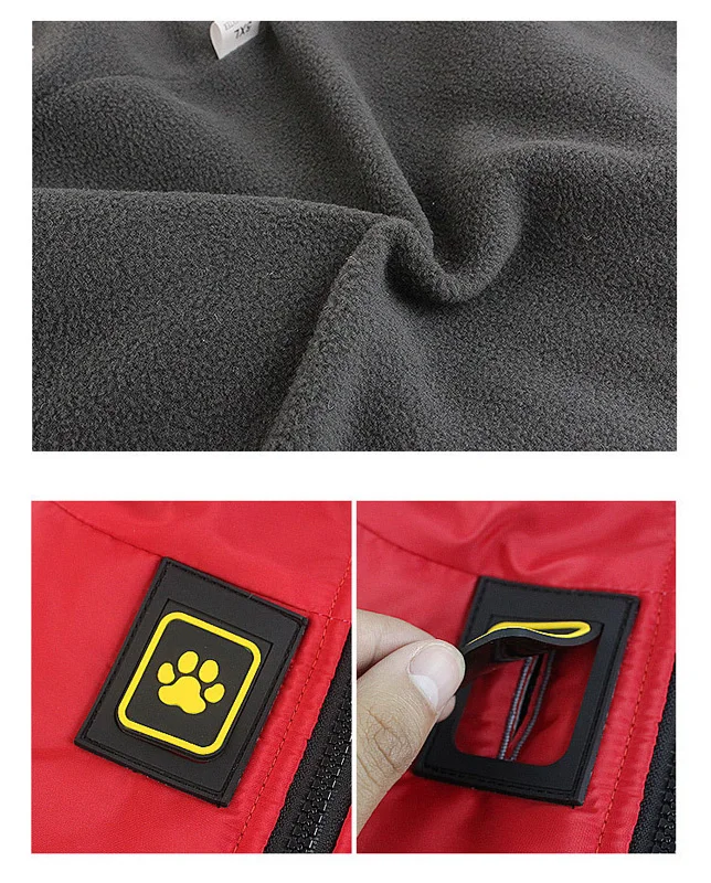 Winterwarmer Mantel für große Hunde, Fleece-Futter, wasserdichte Haustierjacke für große und mittelgroße Hunde, reflektierende Weste, Bulldogge, Labrador-Kostüme – Detail 9