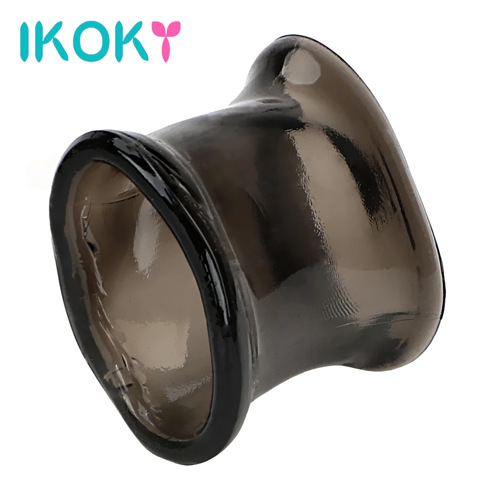 IKOKY Delay Ejaculation Sex Toys for Men Male Cock Ring Enlargement Penis Sleeve Chastity Cage Extender Silicone Penis Ring