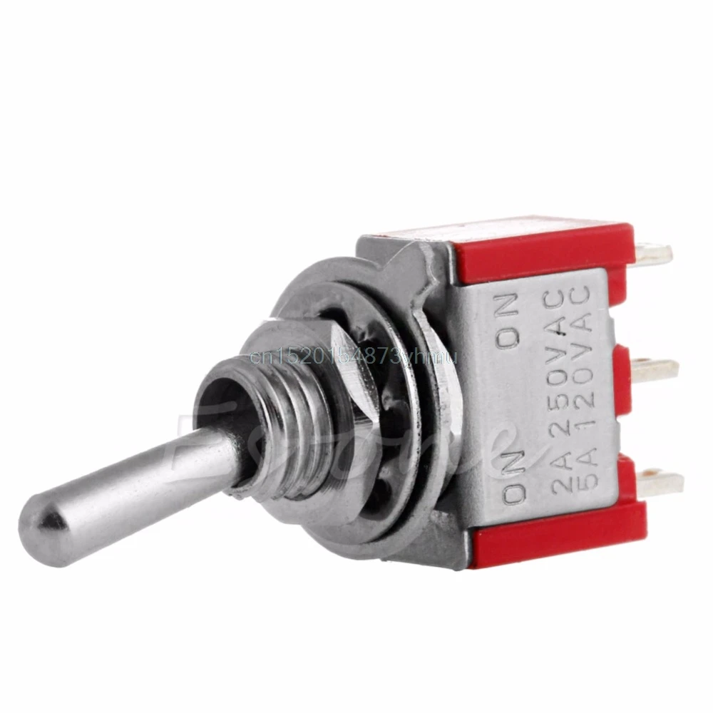 10pcs 6MM 3-Pin 2 Position SPDT ON-ON Mini Rocker Switch Toggle Switches 2A 250V/5A 120V MTS-102, Red Color