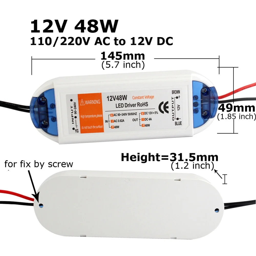 LED Driver 12V 18W 100W 28W 48W 72W Power Supply 12 Volt Adapter AC 110V 220V to 12V DC Lighting Transformer for LED Strip CCTV