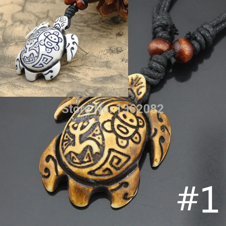 Drop shipping Men Women's Imitation Yak Bone Cute Tortoise Hawaii Tribal Surfer Sea Turtles Charms Pendant Necklace amulet Gifts