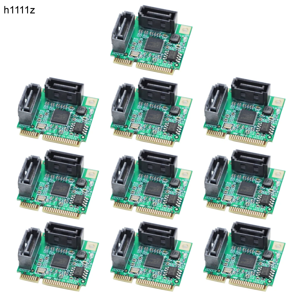 10PCS 2 Port SATA 6G mini PCI Express Expansion Card mini PCI-e to SATA III 3.0 converter half-size to full-size bracket SATA3.0