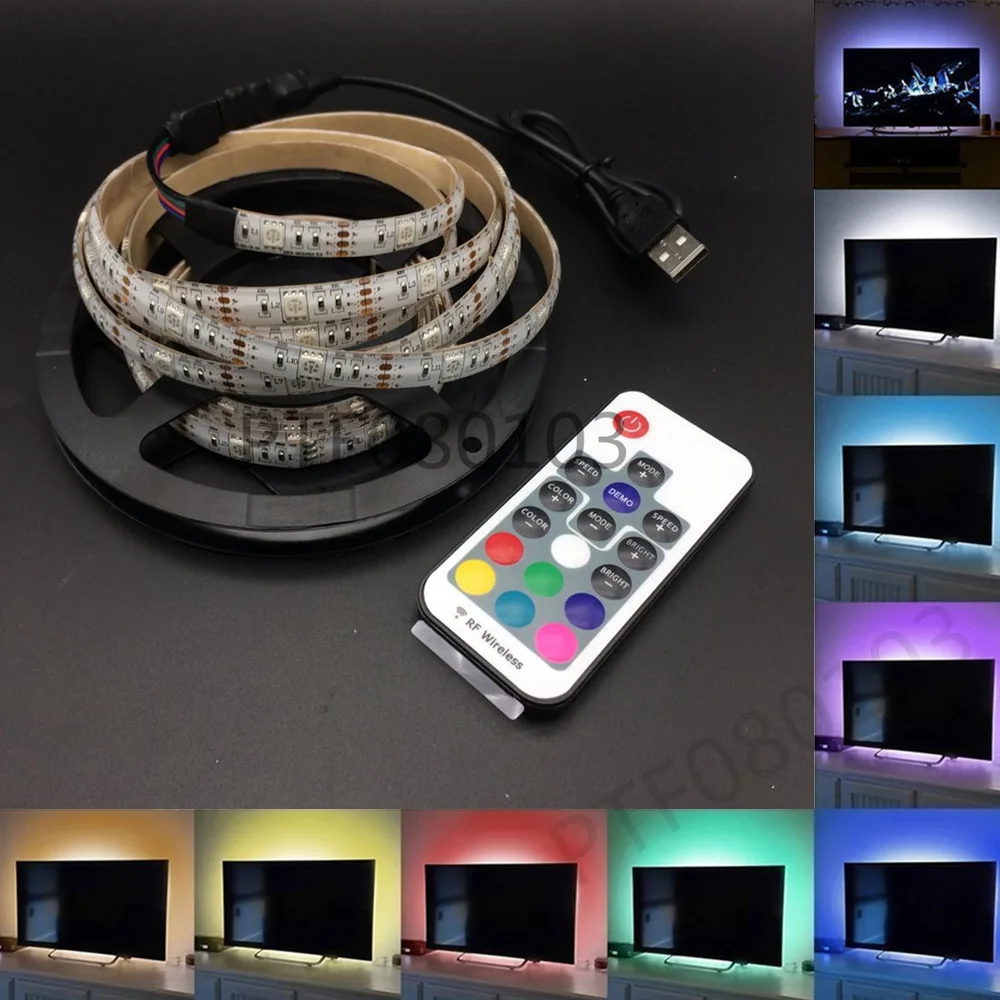 USB LED Strip light String RGB 5050 30 LEDs/M 5V 1m 2m 3m 4m 5m lamp tape HDTV TV Desktop LCD Screen PC Backlight/ Bias lighting