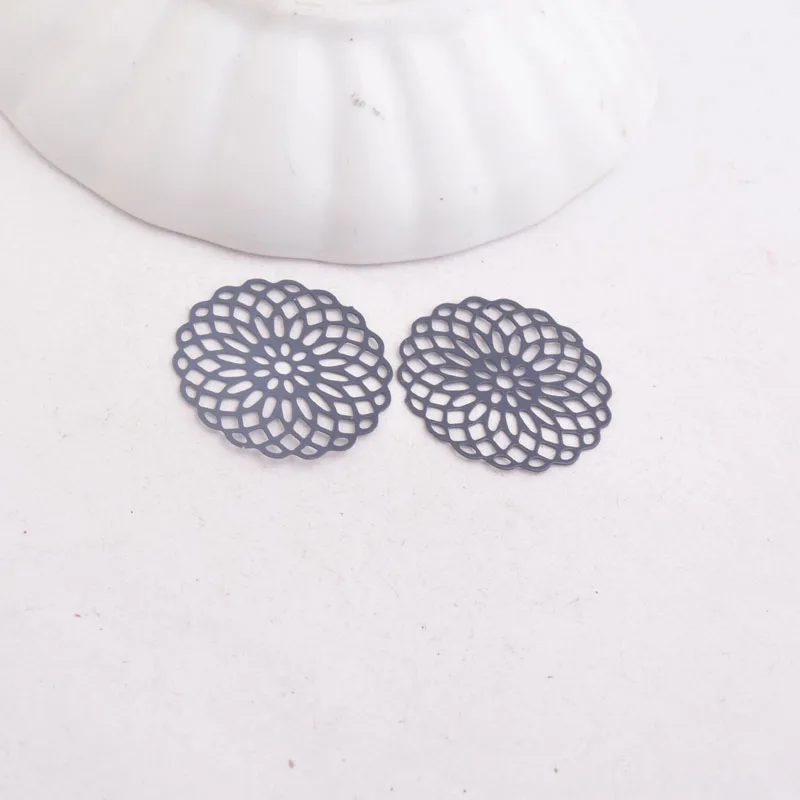 50 Stück AC2673 25mm Runde Charms Metall-Schmuck Filigran-Ohrring-Zubehör – Detail 12