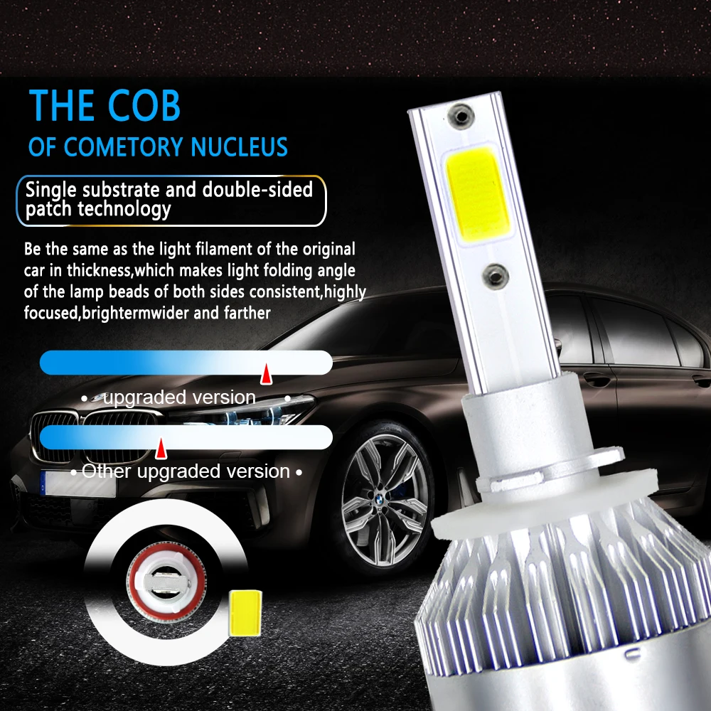 2PCS C6 LED Car Headlights 36W 3600LM COB Auto Headlamp Bulbs H1 H3 H4 H7 H11 H13 880 9004 9005 9006 9007 Car Styling Lights