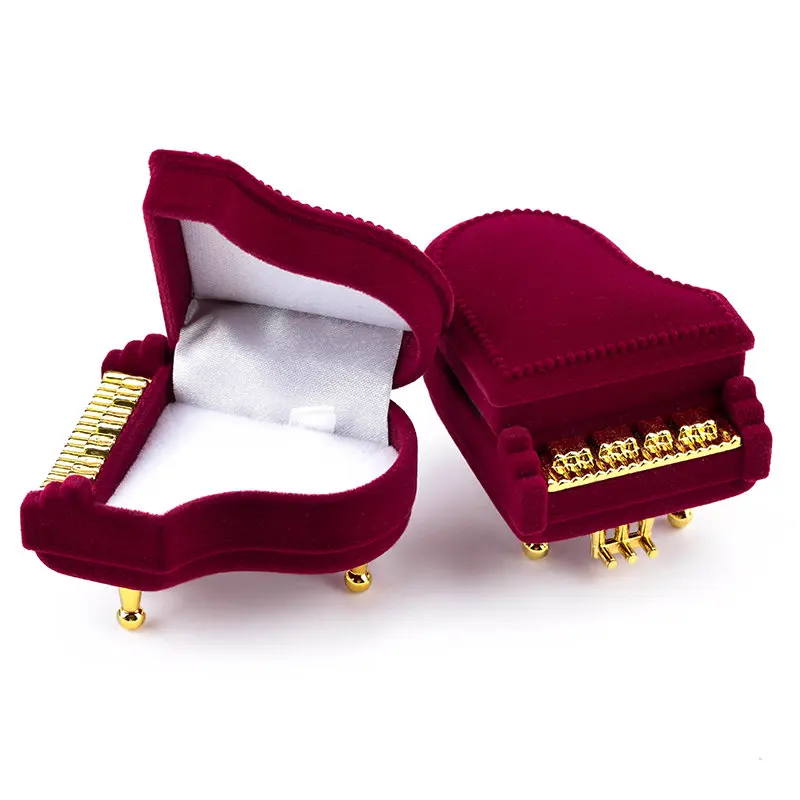 1 piece lovely Velvet Piano jewelry box red wedding ring box gift box Necklace Ring Case Earrings Holder for jewelry display