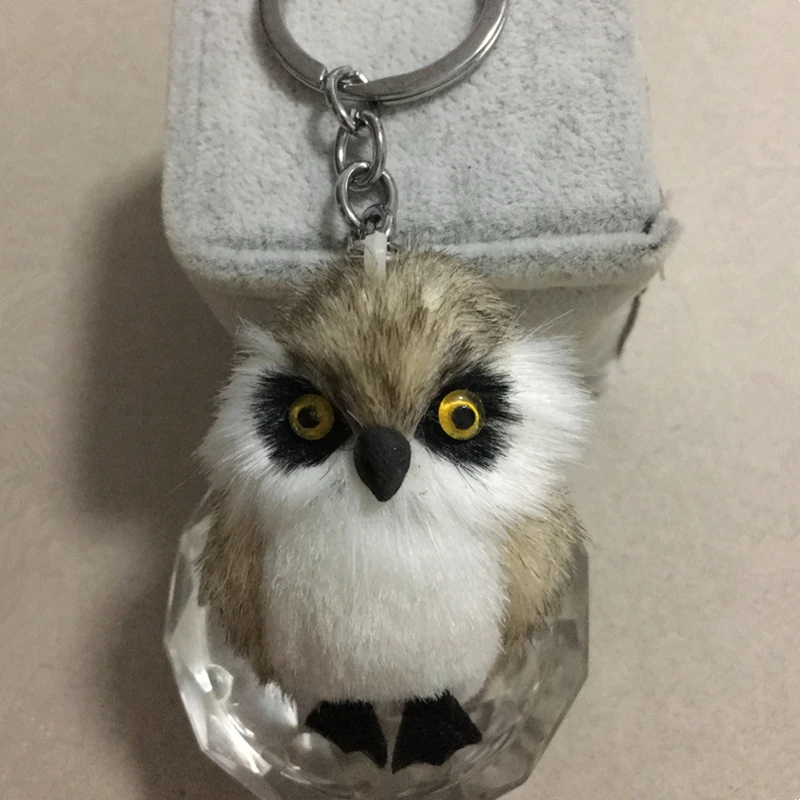 Cute Tiny Plush Faux Rabbit Fur Owl Women Girls Mini Animal Keychain On Bag Car Trinket Jewelry Party Toy Gift