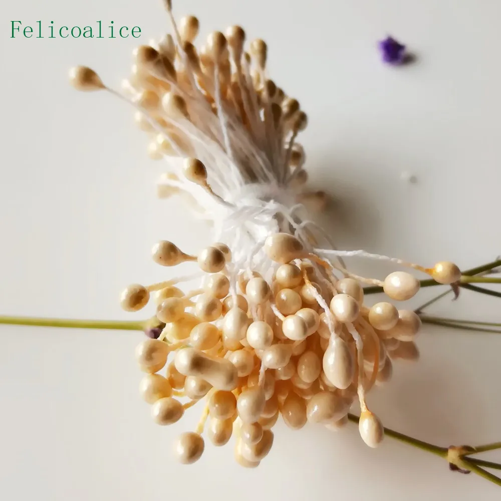 3mm 500 stücke Perle Blume Staubblatt Stempel Kuchen Dekoration Für DIY Doppel Köpfe Floral Staubblatt Für DIY Hochzeit dekoration – Detail 28