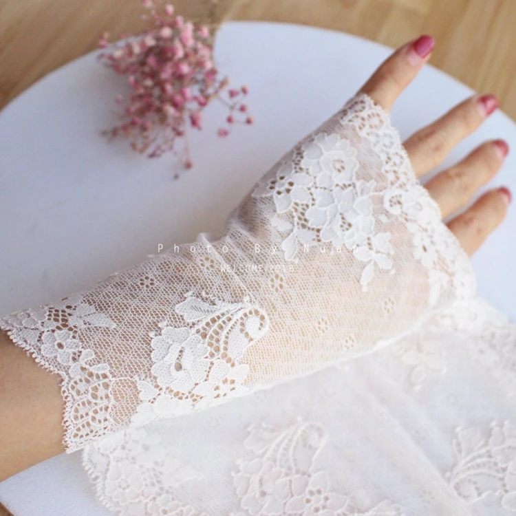 2M/lot 17cm wide beige-pink mesh embroidery flowers lace curtains clothing underwear accessories X182