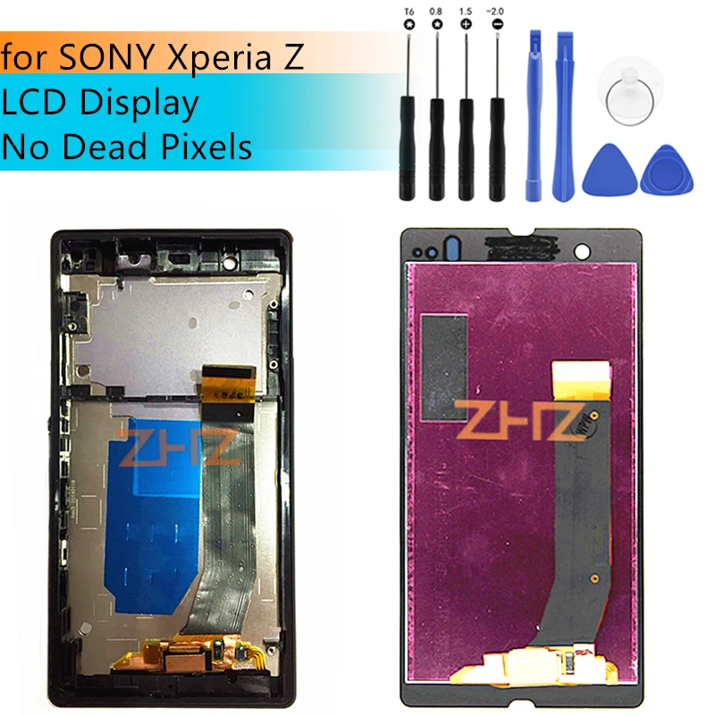 Display For SONY Xperia Z LCD Touch Screen With Frame For SONY Xperia Z Display Replacement L36H C6603 C6602 C6606 repair parts