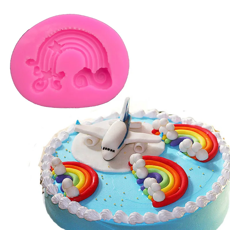 Силиконовая форма для тортов Rainbow Cloud, фондана, инструменты для украшения, 3D шоколадные конфеты, глина для выпечки, смола, сахар, конфеты, лепка T0619