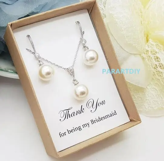 

personalize any text wedding bridesmaid proposal gifts elegant pearl necklace dangles earrings sets custom birthday jewelry gift