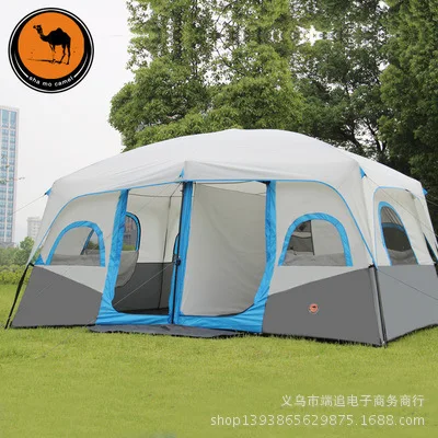 Ultralarge Double Layer 6-12 Person Use Waterproof Windproof Outdoor Camping Self-Driving Large Gazebo Sun Shelter