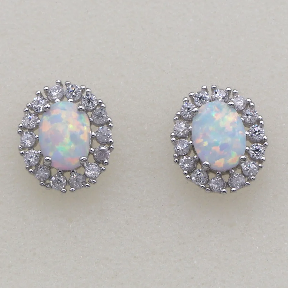 

JLR-596 New Hot White Opal Oval Earrings Women's Jewelry Gift