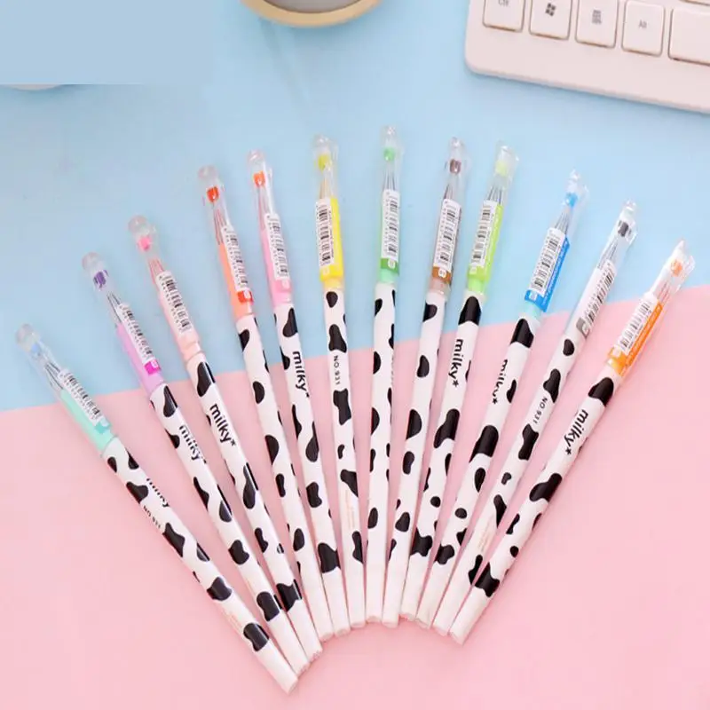 Jonvon Satone 36 Pcs (3set) Cute Diamond Gel Pen Milky Cow Pen Korean Stationery Material Escolar School Supplies Gift Wholesale