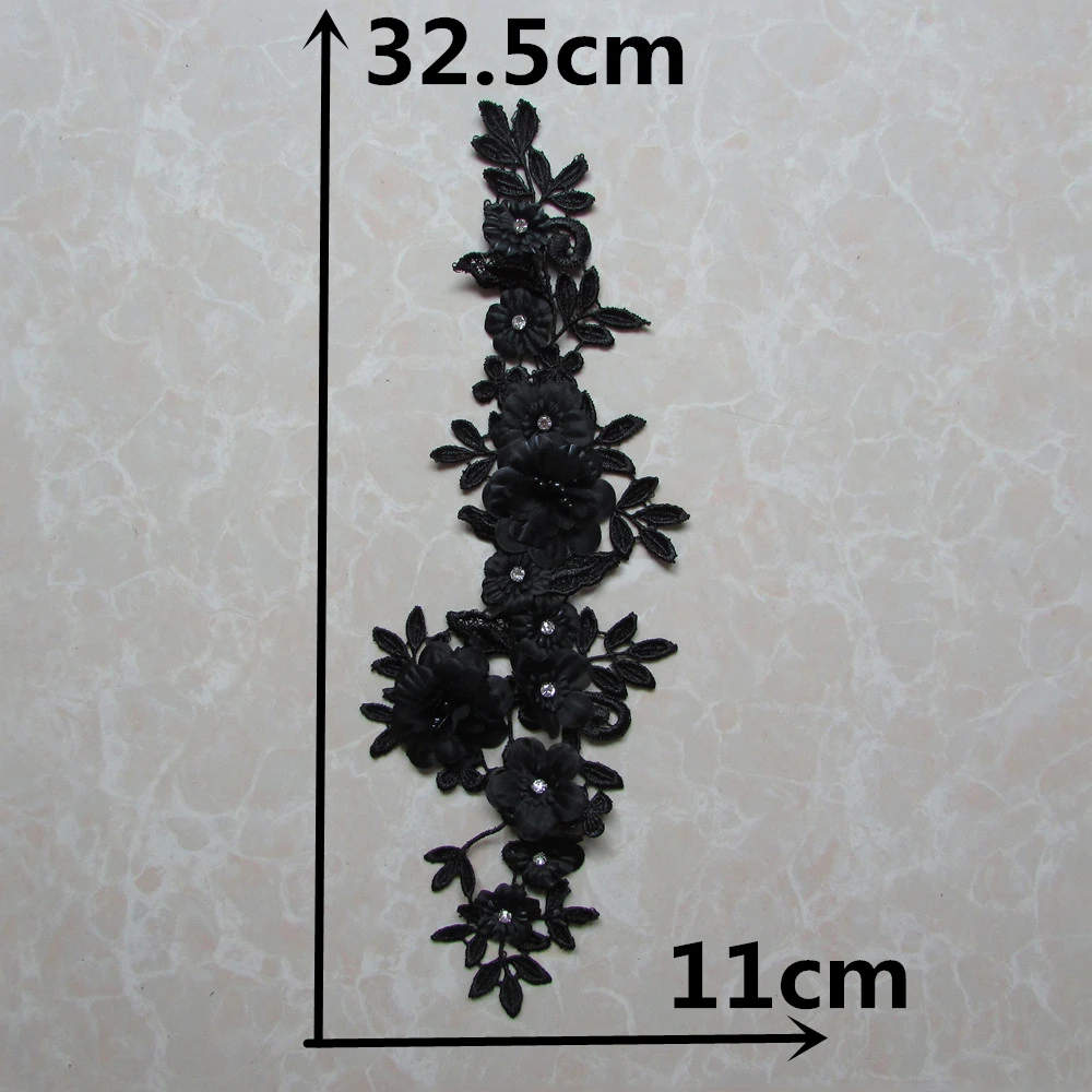 1 PC 32.5*11cm Black Flower Lace Neckline Collar High Qualtiy Water Soluble DIY Accessories Lace Collar for Garment Decorate