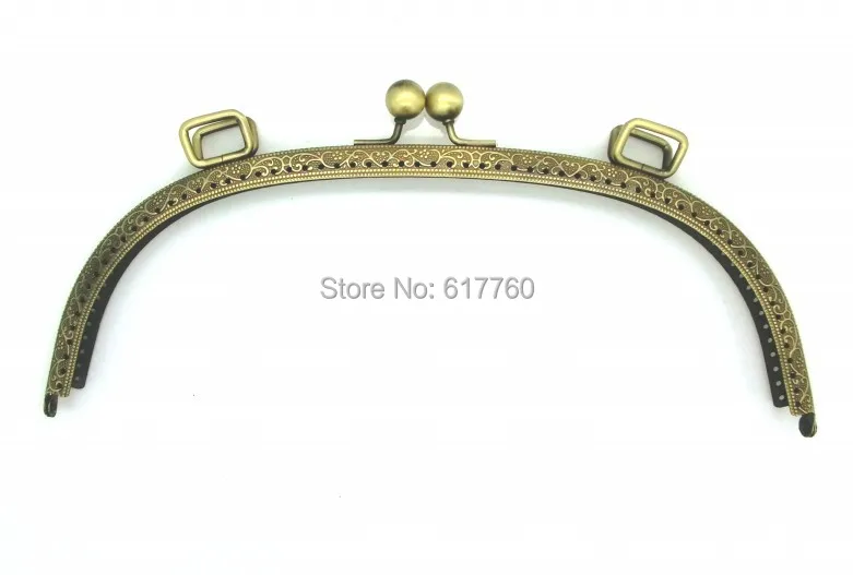 Free Shipping-1PC Antique Bronze Bead Purse Bag Metal Arch Frame Kiss Clasp Lock 25.5x11cm(10