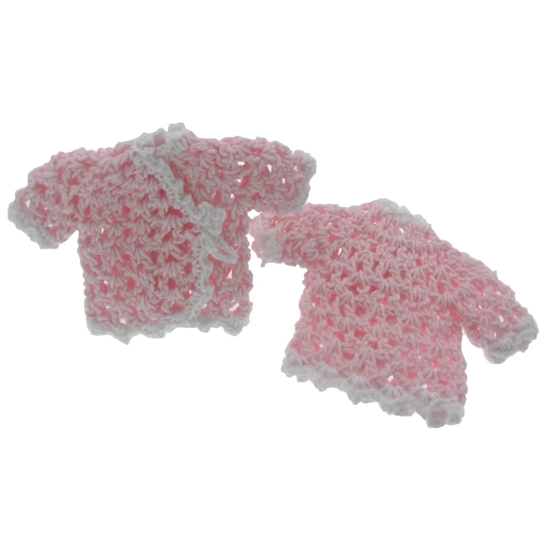 12pcs miniature crochet short sleeve sweater flower for baby shower baptism party table decorations 9.0 x 6.0cm