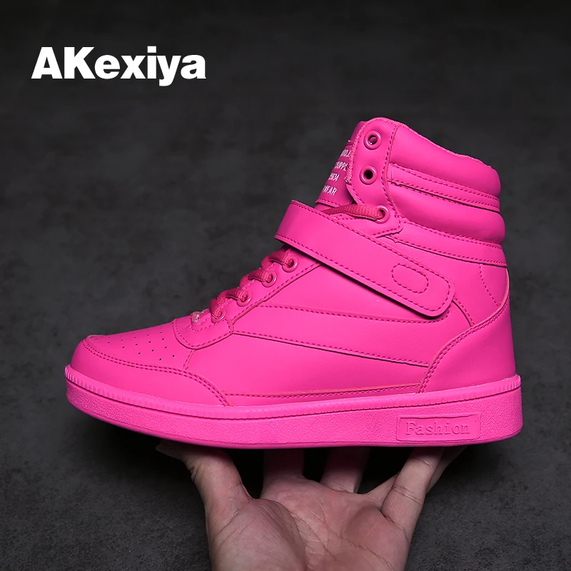 Akexiya New Spring Autumn Ankle Boots Heels Pink Shoes Women Casual Shoes Height Increased High Top Shoes For Adults SIZE 35-40