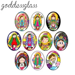 Maria Blessed Faith beauty 13x18mm/18x25mm/30x40mm Oval photo glass cabochon demo flat back Making findings TB0015