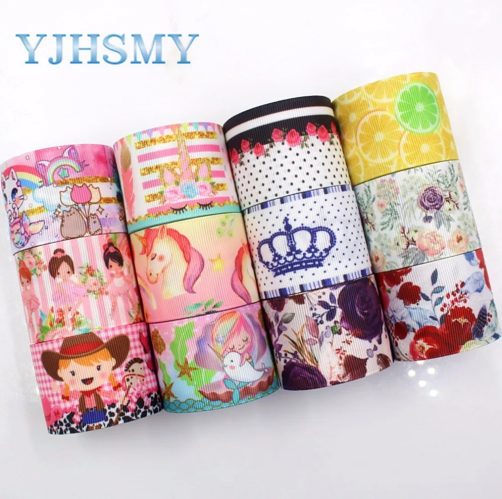 YJHSMY G-18912-1092,38 mm 5 Yards Cartoon Printed grosgrain ribbons,Clothing accessories,DIY handmade gift wrapping materials