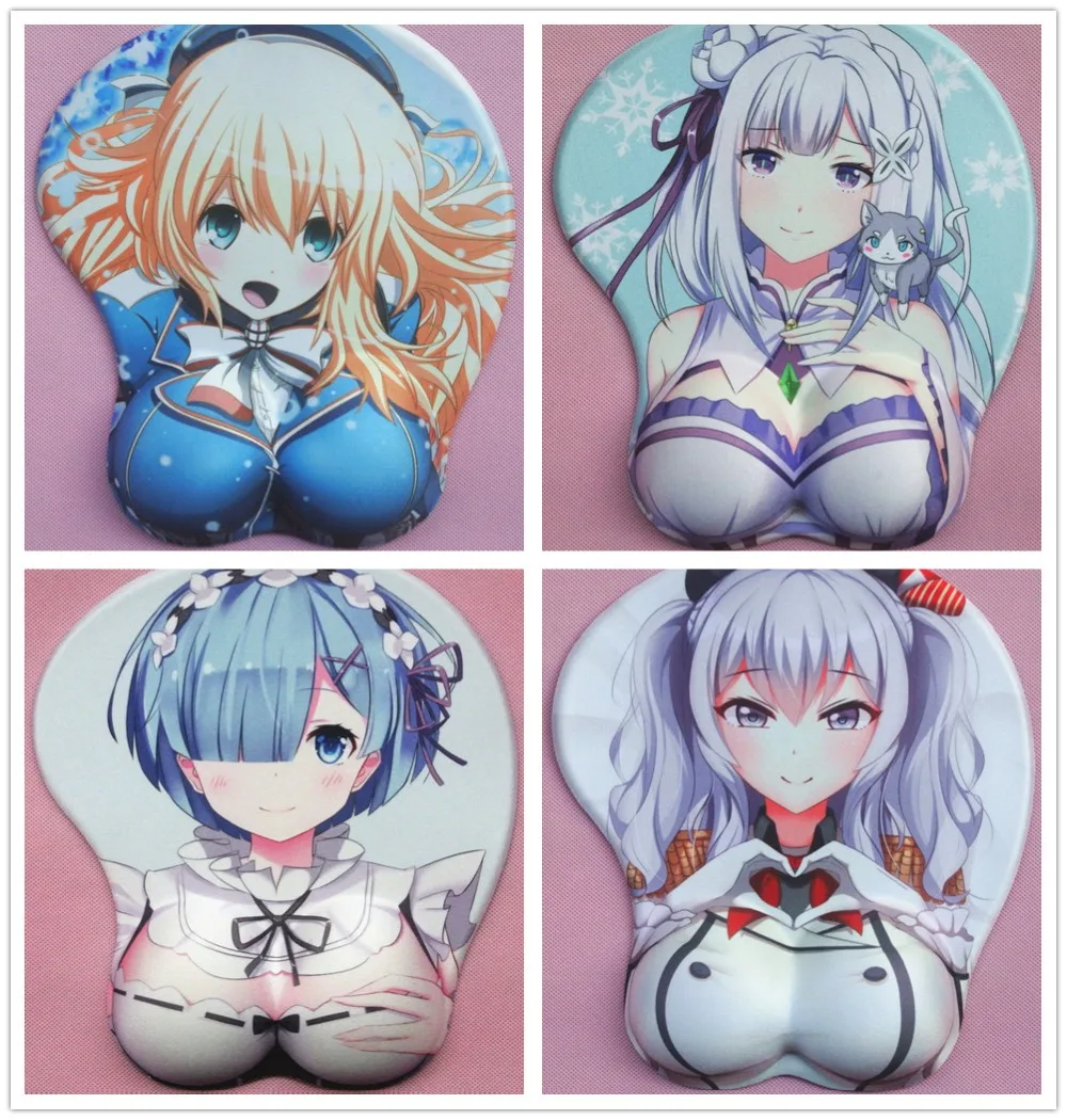 

2020 new version anime 3d mouse pad wristbands Cartoon Creative sexy mouse pad Chest beauty mouse pad Free Shipping