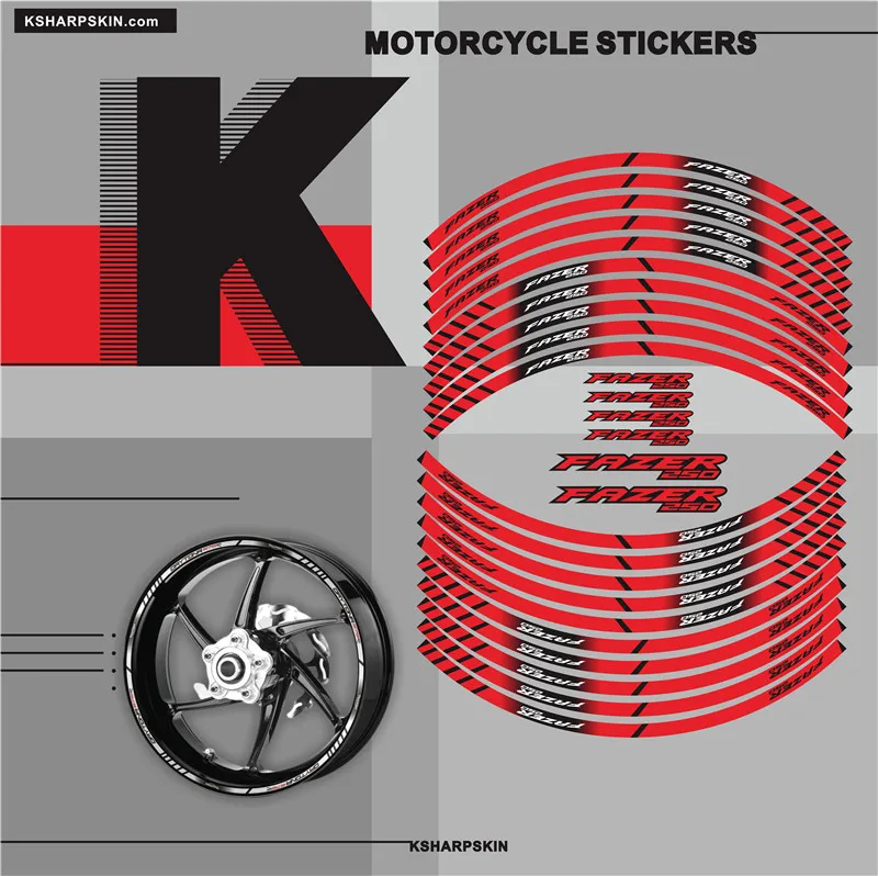 Motorcycle inner wheel Stickers rim reflective decoration decals For YAMAHA FAZER250 fazer 250