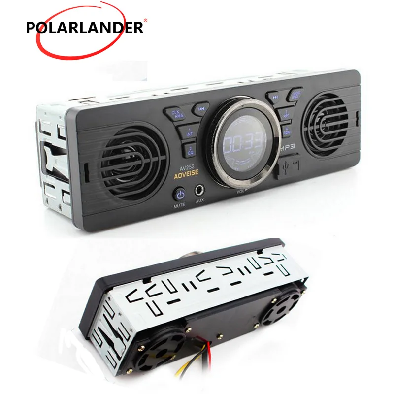 Av52-rádio automotivo com 2 alto-falantes integrados, 12v, bluetooth, viva-voz, fm, usb, sd, aux, som estéreo, reprodutor de mp3