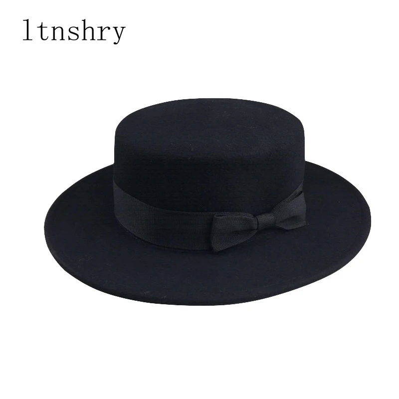 

Adult New Fashion BOW Vintage Wide Brim Felt Wool Bowler Hats Floppy Cloche Fedora Cap Hat Band Bowler fedoras chapeau Feminino