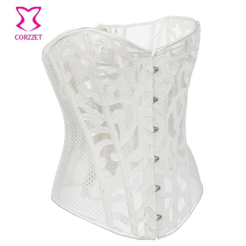 Wholesale Black White Sexy Women Bustier Top Breathable Slim Body Shaper Mesh Overbust Steampunk Corset Lingerie Plus Size 6XL