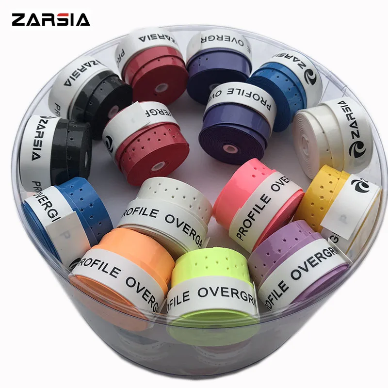 120pcs ZARSIA Tennis Racket Grip Anti-skid Sweat perforated Badminton Grips Racquet Viscous Overgrip Film Sweatband